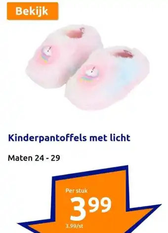 Action Kinderpantoffels met licht aanbieding