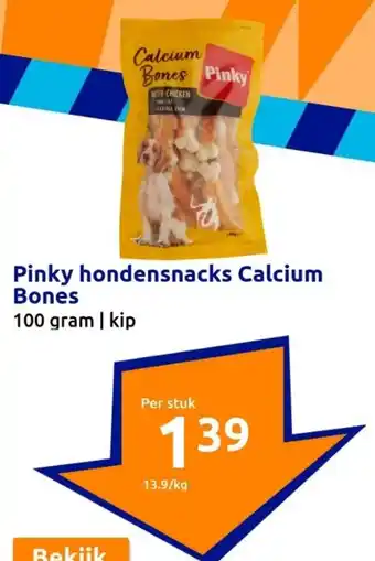 Action Pinky hondensnacks Calcium Bones 100 gram | kip aanbieding
