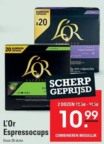 Sligro L'Or Espressocups Doos 20 stuks aanbieding
