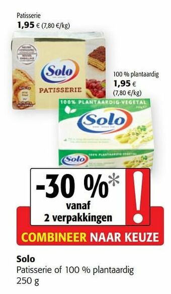 Colruyt Solo patisserie of 100 % plantaardig aanbieding