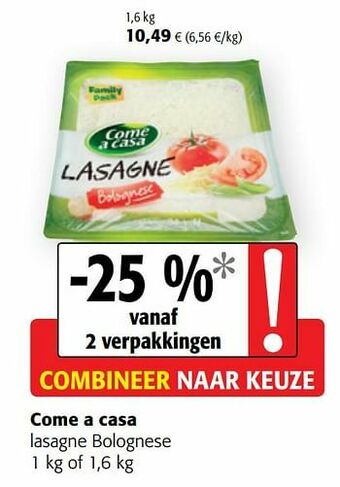 Colruyt Come a casa lasagne bolognese aanbieding