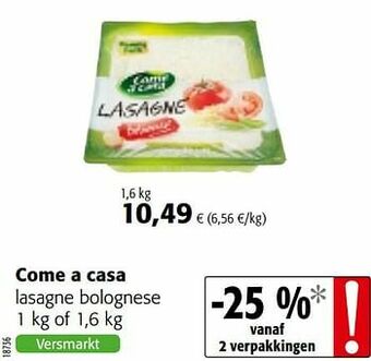Colruyt Come a casa lasagne bolognese aanbieding