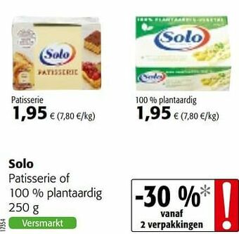 Colruyt Solo patisserie of 100 % plantaardig aanbieding
