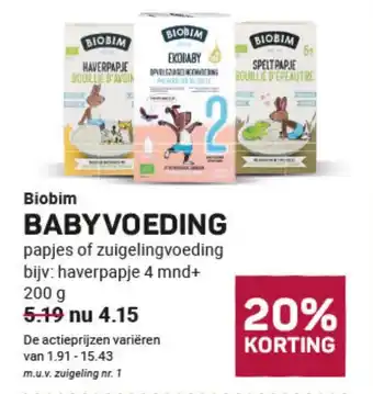 Ekoplaza Biobim BABYVOEDING aanbieding