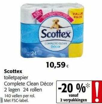 Colruyt Scottex toiletpapier complete clean décor aanbieding