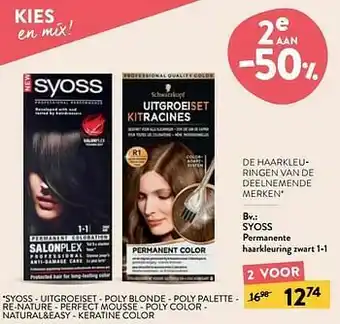 Di Syoss permanente haarkleuring zwart 1-1 aanbieding