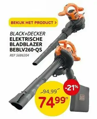 Brico Black + decker elektrische bladblazer beblv260-qs aanbieding