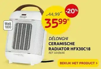 Brico Delonghi ceramische radiator hfx30c18 aanbieding