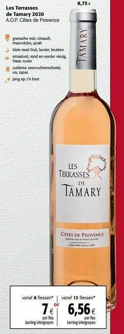 Colruyt Les terrasses de tamary 2020 a.o.p. côtes de provence aanbieding