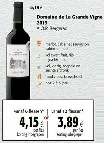 Colruyt Domaine de la grande vigne 2019 a.o.p. bergerac aanbieding