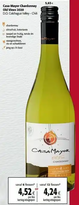 Colruyt Casa mayor chardonnay old vines 2020 d.o. colchagua valley - chili aanbieding