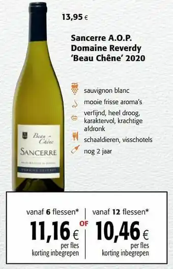 Colruyt Sancerre a.o.p. domaine reverdy beau chêne 2020 aanbieding