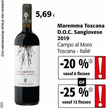 Colruyt Maremma toscana d.o.c. sangiovese 2019 campo al moro toscana - italië aanbieding