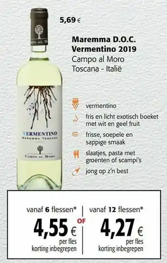 Colruyt Maremma d.o.c. vermentino 2019 campo al moro toscana - italië aanbieding