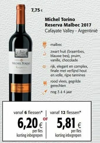 Colruyt Michel torino reserva malbec 2017 cafayate valley - argentinië aanbieding