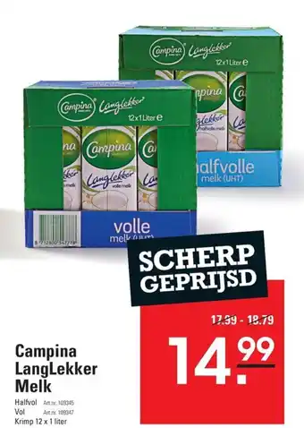 Sligro Campina LangLekker Melk aanbieding