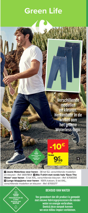 Carrefour Jeans Waterless voor heren aanbieding