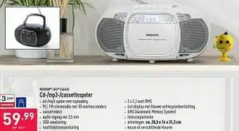 ALDI Medion life e66476 cd--mp3--cassettespeler aanbieding