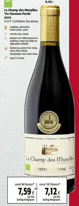 Colruyt Le champ des murailles un hameau perdu 2019 a.o.p. corbières boutenac aanbieding