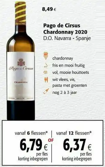 Colruyt Pago de cirsus chardonnay 2020 d.o. navarra - spanje aanbieding