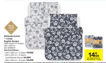 Carrefour Dekbedovertrek + 1 sloop English Garden aanbieding
