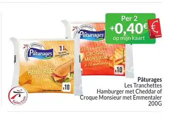 Intermarché Pâturages Les Tranchettes Hamburger met Cheddar of Croque Monsieur met Emmentaler 200g aanbieding