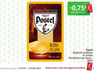 Intermarché Postel Belgische abdijkaas in sneden 180g aanbieding