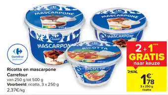 Carrefour Ricotta en mascarpone Carrefour aanbieding
