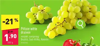 ALDI Pitloze witte druiven 500g aanbieding