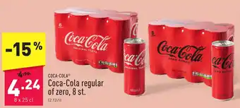 ALDI Coca cola regular of zero 8 st aanbieding