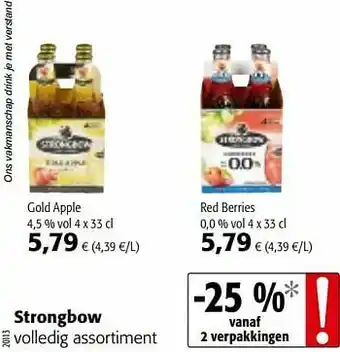 Colruyt Strongbow volledig assortiment aanbieding