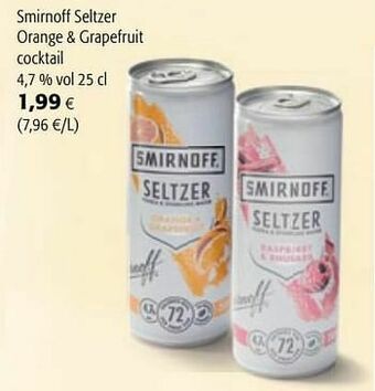 Colruyt Smirnoff seltzer orange + grapefruit cocktail aanbieding