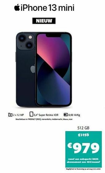 Base Apple iphone 13 mini 512 gb aanbieding