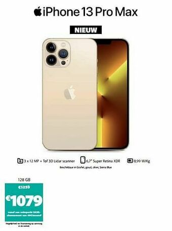 Base Apple iphone 13 pro max 128 gb aanbieding
