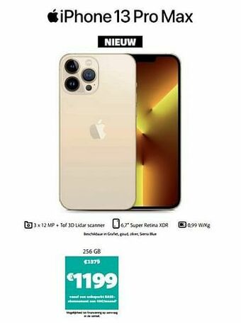 Base Apple iphone 13 pro max 256 gb aanbieding