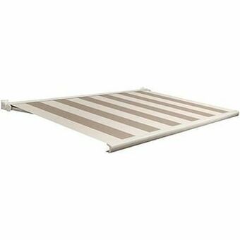 Brico Domasol zonnetent elektrisch met afstandsbediening ’Factor 20-C’ beige/wit brede strepen 400 x 300 cm aanbieding
