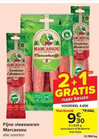 Carrefour Fijne vleeswaren Marcassou aanbieding
