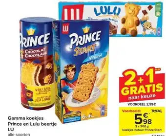 Carrefour Gamma koekjes Prince en Lulu beertje LU aanbieding