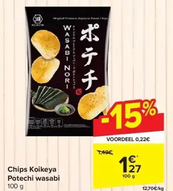 Carrefour Chips Koikeya Potechi wasabi aanbieding