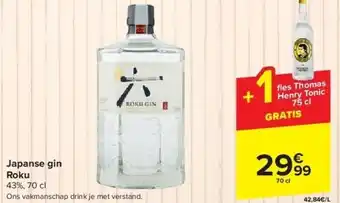 Carrefour Japanse gin Roku aanbieding