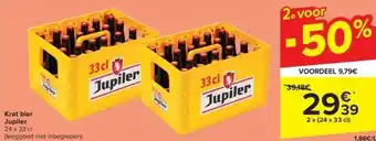 Carrefour Krat bier Jupiler 24 x 33 cl aanbieding