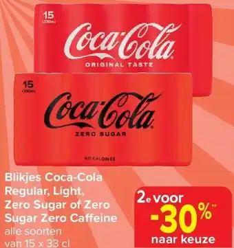 Carrefour Blikjes Coca-Cola Regular, Light, Zero Sugar of Zero Sugar Zero Ca eine aanbieding