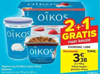 Carrefour Yoghurt op Griekse wijze Oîkos Danone aanbieding