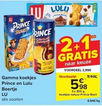 Carrefour Gamma koekjes Prince en Lulu Beertje LU aanbieding