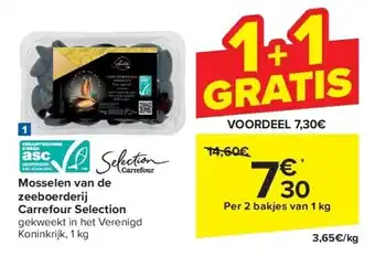 Carrefour Mosselen van de zeeboerderij Carrefour Selection aanbieding