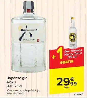 Carrefour Japanse gin Roku aanbieding