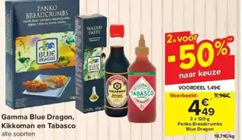 Gamma Blue Dragon, Kikkoman en Tabasco