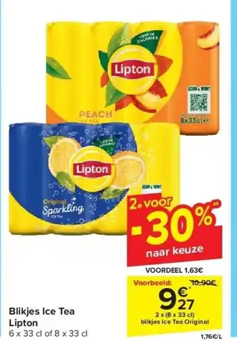 Carrefour Blikjes Ice Tea Lipton aanbieding