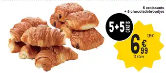 Cora 5 croissants + 5 chocoladebroodjes aanbieding
