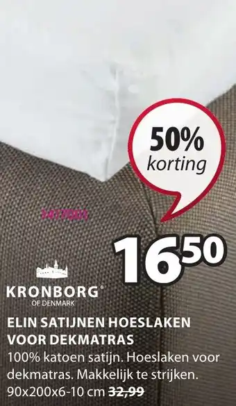 Jysk Elin satijnen hoeslaken voor dekmatras aanbieding